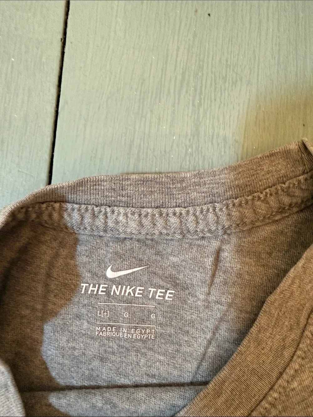 Nike Heather Gray Tee with Pink and Blue Surf Cat Graphic